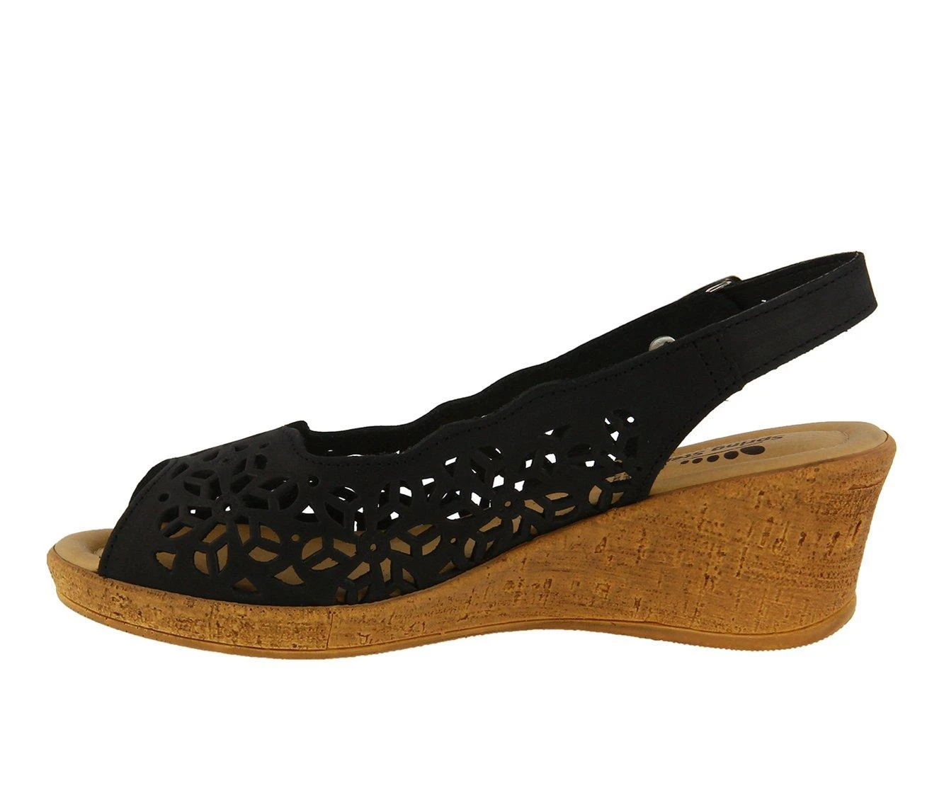 Women's SPRING STEP Footsie Wedges Black Nubuck - Image 4