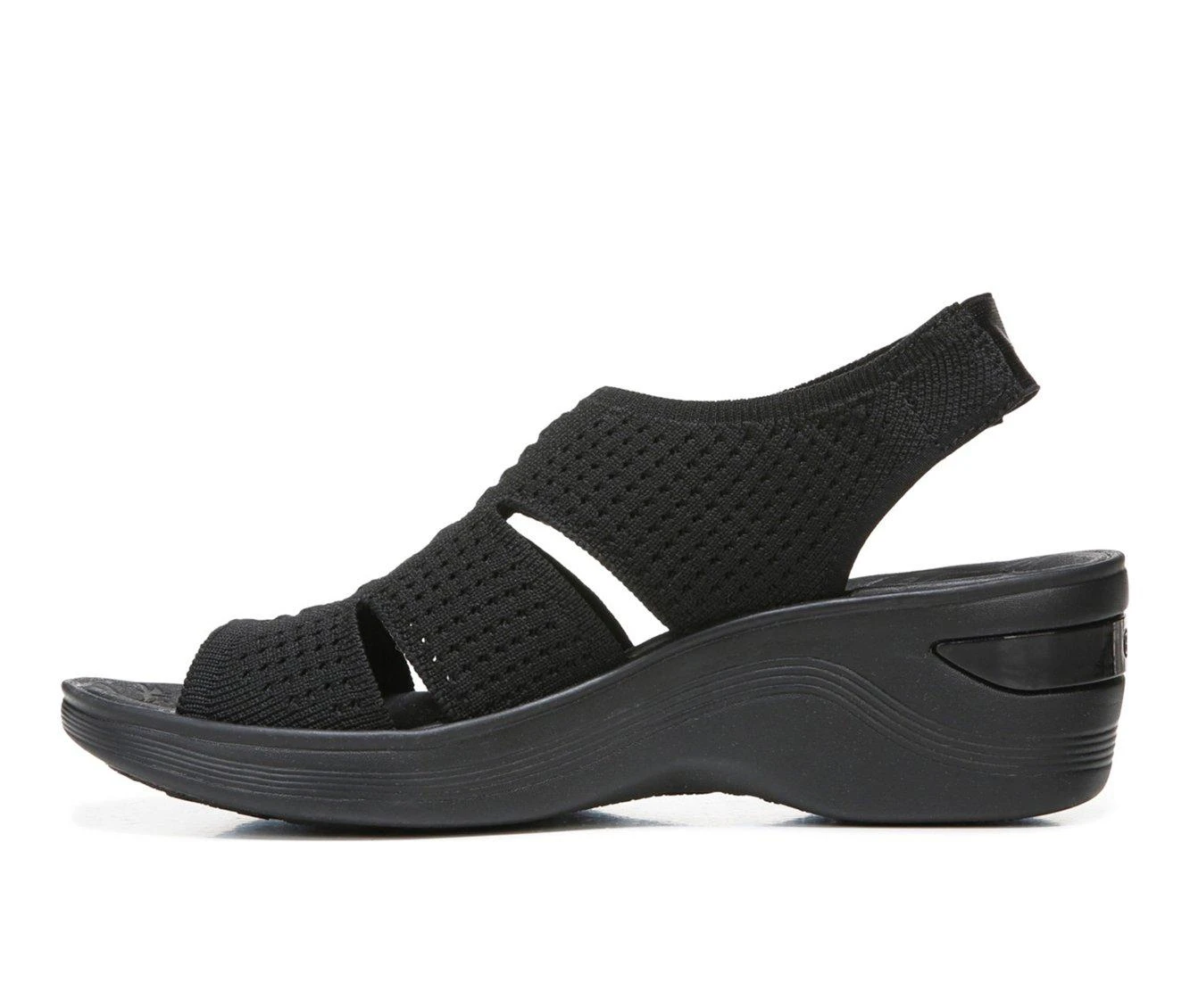 Women's BZEES Double Up Wedge Sandals Black Knit - Image 4