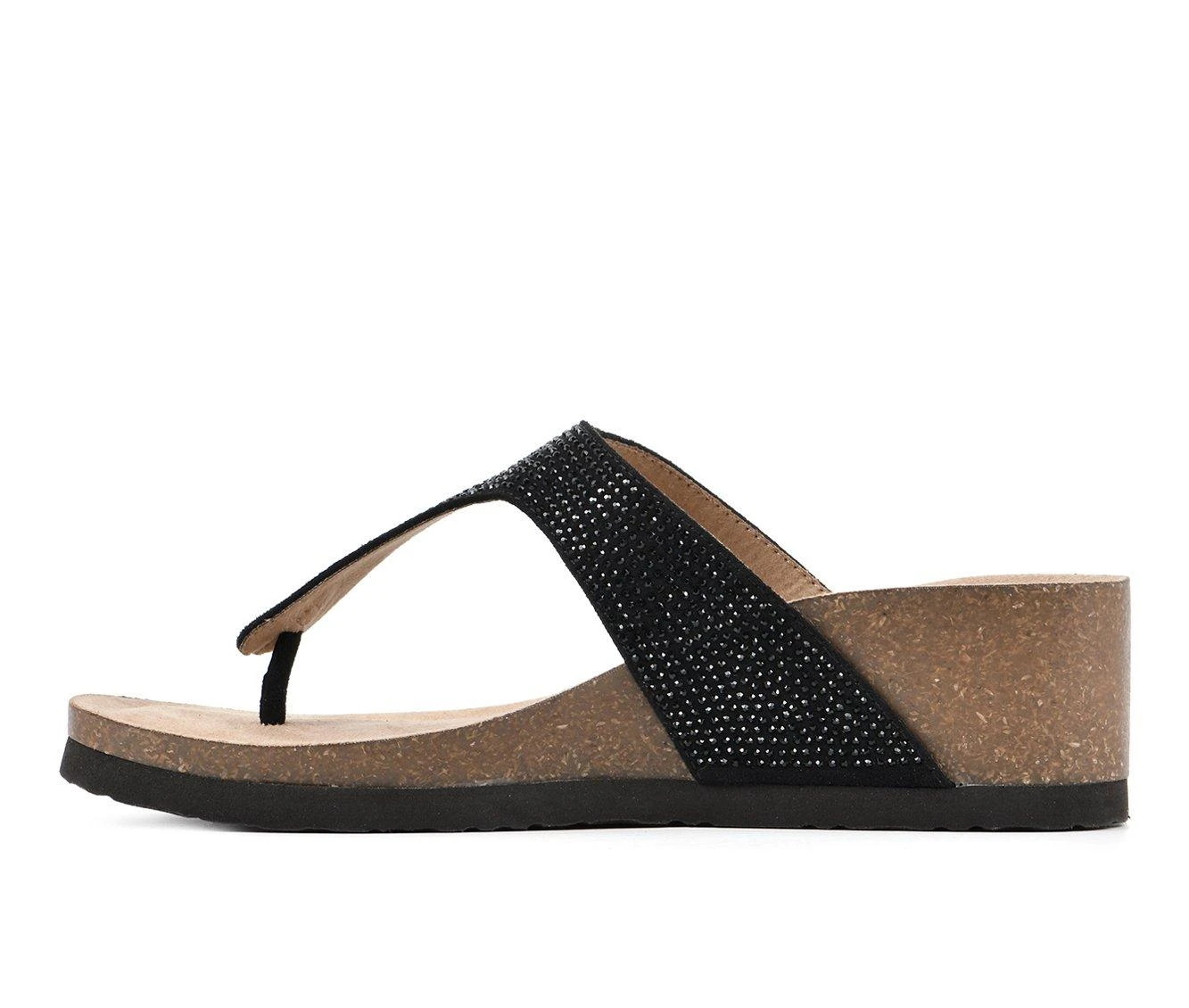 Women's White Mountain Action Footbed Wedge Sandals Black/Multi - Image 4