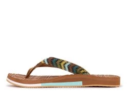 Women's MUK LUKS Sand Dune Flip-Flops Green Multi -Journee Collection Shop 3 883