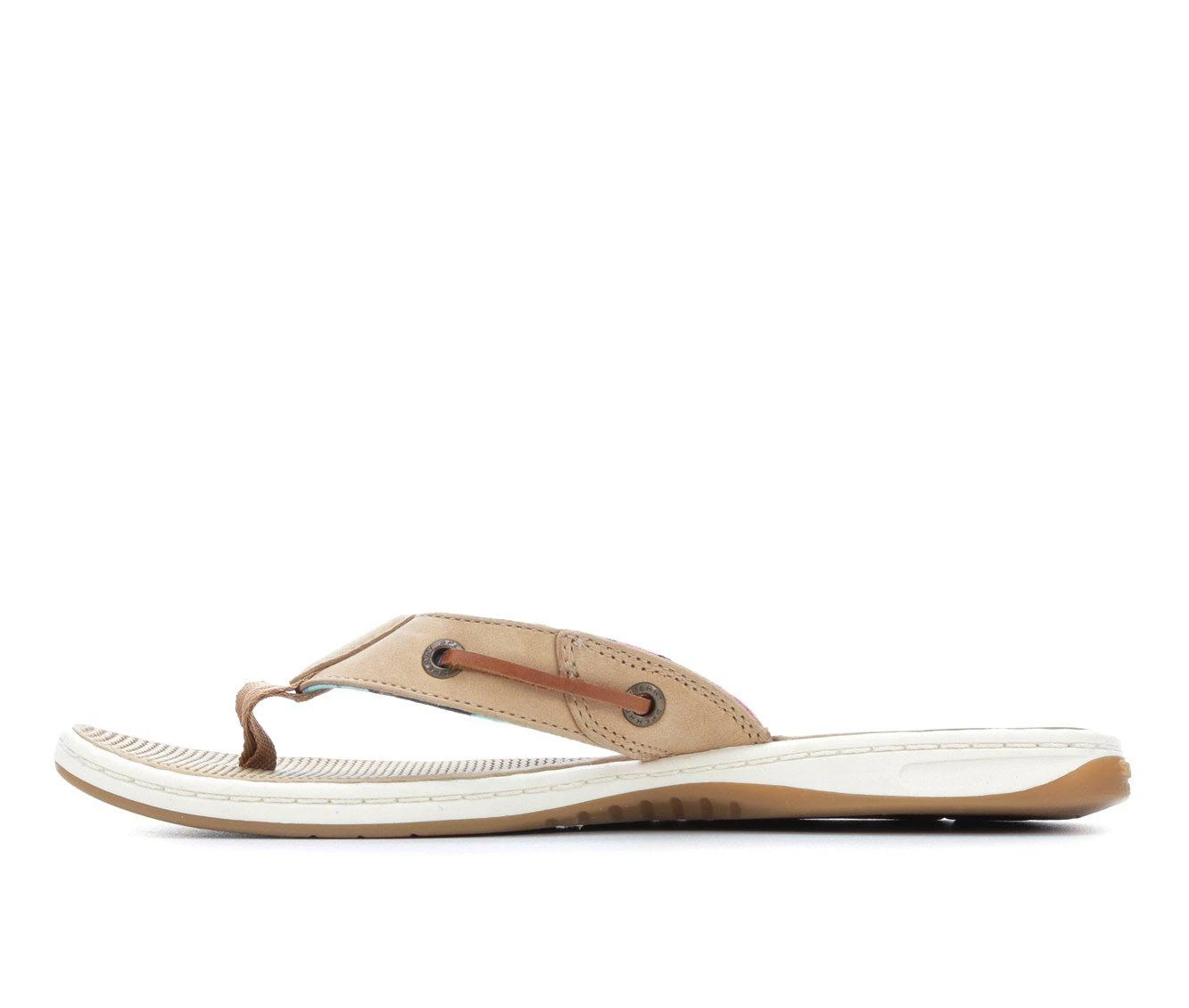 Women's Sperry Seafish Floral Flip-Flops Tan - Image 4