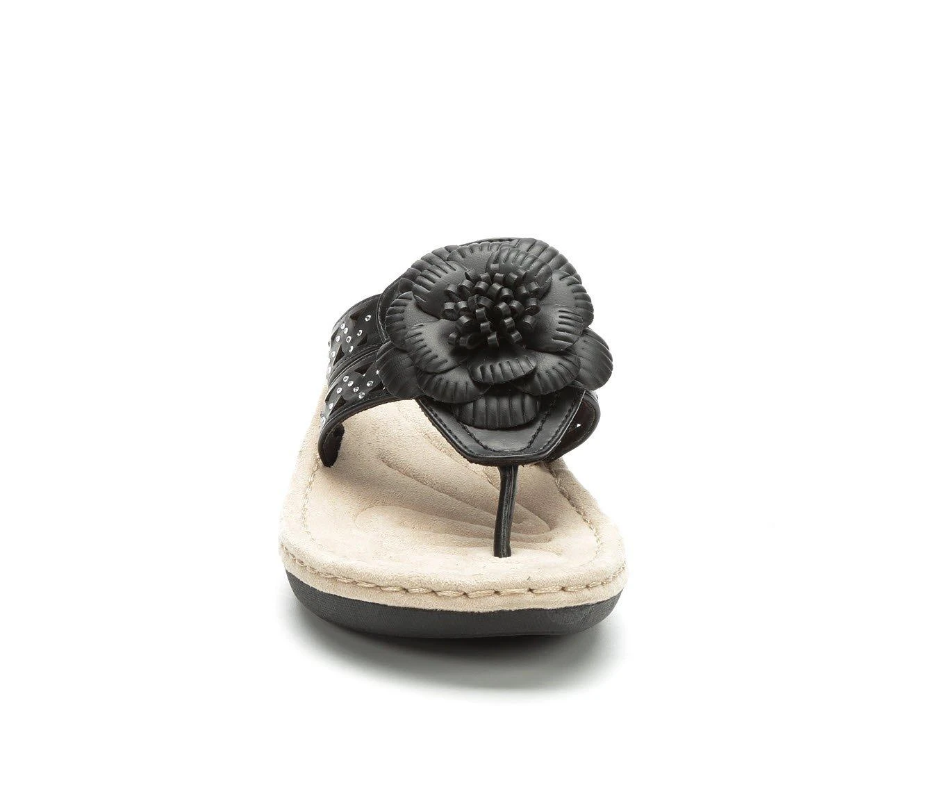 Women's Cliffs By White Mountain Cynthia Wedge Flip-Flops Black - Image 5