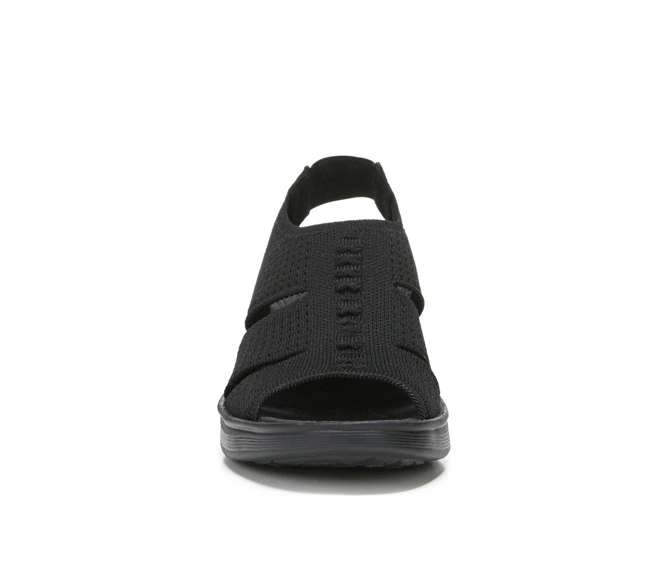 Women's BZEES Double Up Wedge Sandals Black Knit - Image 5