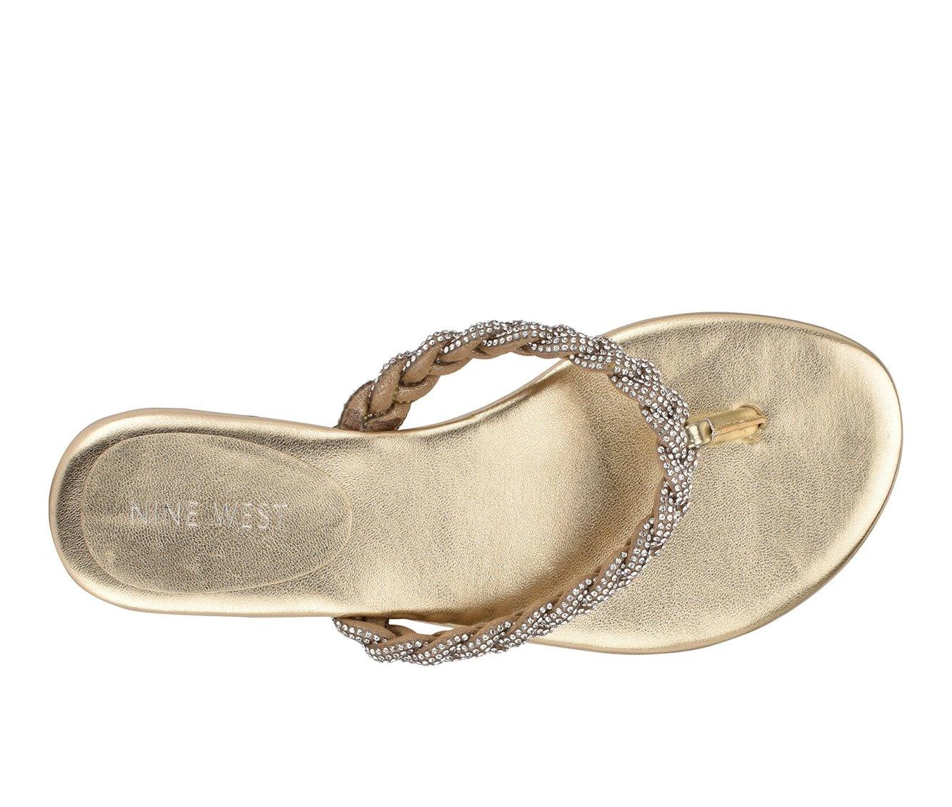 Women's Nine West Tinee Flip-Flops Gold - Image 5