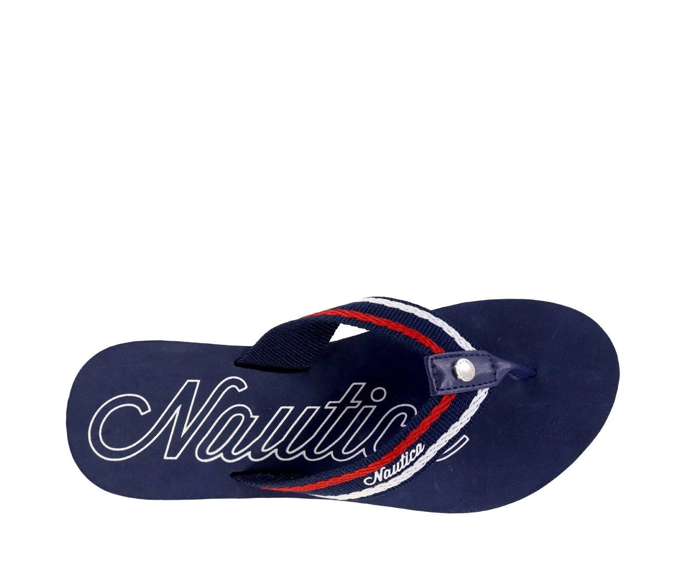 Women's Nautica White Dune Webbing Flip-Flops Navy Logo - Image 5
