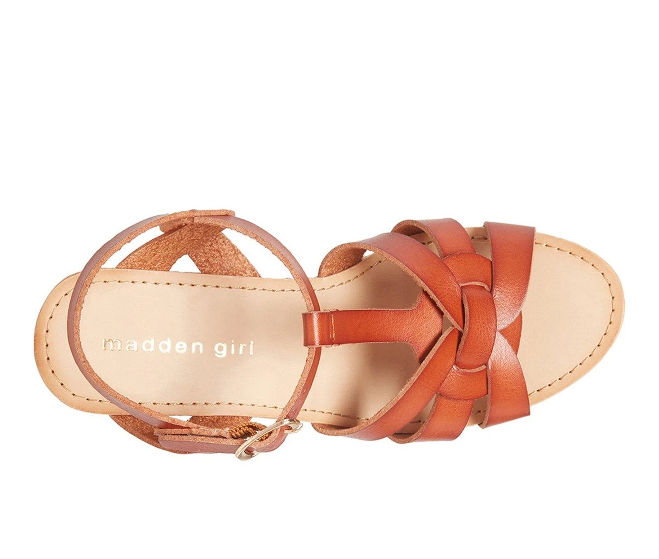 Women's Madden Girl Cortette Platform Wedge Sandals Cognac Par - Image 6